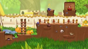 Abbildung 3: In Toki Tori 2+ kann das Küken nur pfeifen und aufstampfen.