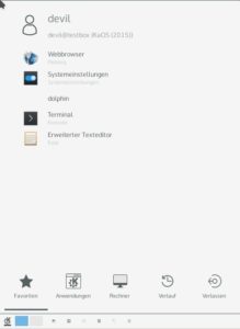 Abbildung 3: Wie von KDE 4 gewohnt, steht auch in der neuen Version das alternative Kicker-Menü zum Einsatz bereit.