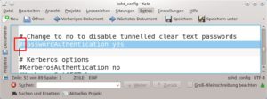 Abbildung 3: Entfernen Sie die markierte Raute in der Konfigurationsdatei "sshd_config" und setzen Sie den Wert auf "no", um SSH-Anmeldungen über Benutzername und Passwort zu verbieten.