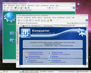Abbildung 3: Doppeltes Lottchen: Der Konqueror gehört zu TDE, aber auch zu KDE 4. Das Bild zeigt im Vordergrund die TDE-Version.