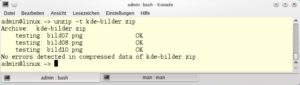 Abbildung 4: Das Tool "unzip" startet über "-t" einen Testlauf. In diesem Fall gibt es gute Nachrichten: Alle Dateien sind in Ordnung.