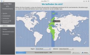 Abbildung 4: Der grafische Installer von Linux Mint erkennt automatisch die richtige Zeitzone und schlägt diese vor.