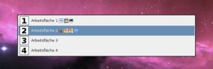 Abbildung 4: Auf welchem Desktop liegt das Programm? Das verrät unter anderem der Arbeitsflächenumschalter, den Sie mit <code srcset=