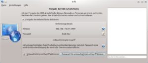 Abbildung 5: Mit Krfb geben Sie den Bildschirminhalt der laufenden KDE-Sitzung frei.