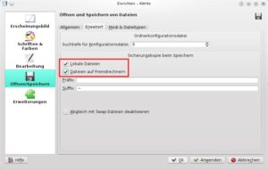 Abbildung 6: KWrite kann automatisch Sicherungskopien Ihrer Textdateien erstellen; wie diese dann heißen, legen Sie in den Einstellungen fest.