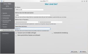 Abbildung 6: Fast geschafft: Richten Sie abschließend einen Benutzeraccount für das neue Linux-System ein.