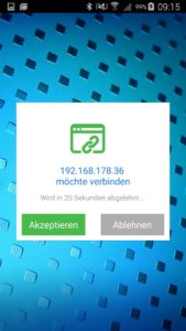 Abbildung 6: Wenn Sie vom Linux-PC aus auf den AirDroid-Server zugreifen wollen, fragt die App, ob Sie das zulassen.