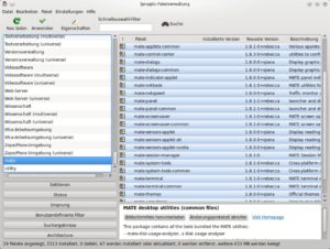 Abbildung 8: Den MATE-Desktop installieren Sie am schnellsten über Synaptic. Der grafische Paketverwalter versammelt alle benötigten Komponenten in einer eigenen Abteilung.