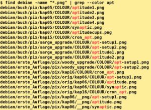 Abbildung 1: Die Ausgabe des Find-Kommandos wandert ohne Umwege über die Shell an das Tool Grep.