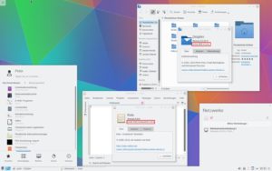 Abbildung 1: Kubuntu 15.04 wagt den Sprung auf KDE Plasma 5, das dem Anwender überraschend wenig Umgewöhnung abverlangt. Im Moment laufen neben wenigen bereits portierten KDE-Anwendungen problemlos auch Programme aus KDE SC 4.