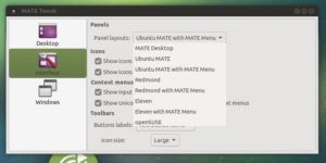 Abbildung 10: Per Mausklick formt das Mate-Tweak-Tool Taskleisten wie in Gnome 2, dem System aus <code srcset=