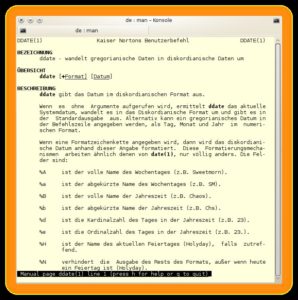 Abbildung 3: Die Formatierungsoptionen stehen hinter denen von Date kaum zurück, typische Optionen im GNU-Stil finden sich dagegen nicht.