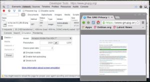 Abbildung 5: Die Chrome Developer Tools zeigen auf Wunsch eine Webseite wie auf einem mobilen Gerät oder E-Book-Reader an.