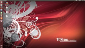 Abbildung 6: Den Desktop seines Notebooks verschönert Tuxedo mit einem eigenen Hintergrundbild sowie Links zu den Seiten des Herstellers und denen von Werbepartnern.