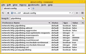 Abbildung 6: In Firefox oder Iceweasel können Sie die Ladezeiten von Webseiten durch Aktivieren von Pipelining optimieren.