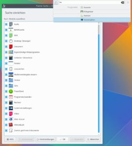 Abbildung 7: Der KDE-Anwendungsstarter durchsucht nun mehr Datenquellen und sortiert die Ergebnisse sinnvoller.