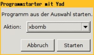 Abbildung 7: Das mit Yad erstellte grafische Menü aus Listing 13.