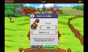 Zunächst erstellt der Spieler eine neue Quest …