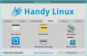 Abbildung 1: Das Startmenü von Handylinux kann auch von Anfängern problemlos bedient werden.