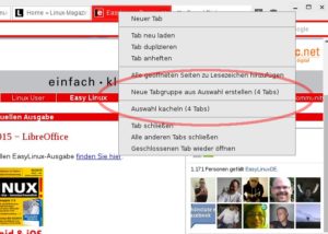 Abbildung 2: Zum einfacheren Verwalten vieler geöffneter Tabs erlaubt es Vivaldi, diese zu Gruppen zusammenzuschließen.