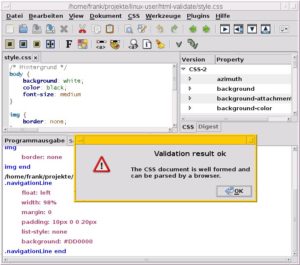 Abbildung 3: Der grafische CSS-Validator Cssed bietet beim Überprüfen von CSS-Dateien viel Komfort und zahlreiche weitere Funktionen.