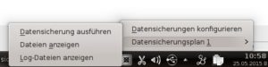 Abbildung 7: Über das Kup-Icon in der Kontrollleiste gelangen Sie jederzeit an die Bedienelemente von Kup.