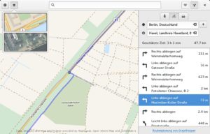 Abbildung 8: Bei der Karten-App zeigt sich, dass Wayland noch nicht ganz rund läuft. Eine Wayland-Sitzung stürzt beim Anzeigen der Route ab.