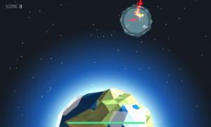 Würde man hier das Schutzschild aufheben, würde der kleine gefangene Meteor in die vom roten Pfeil angezeigte Richtung weiterfliegen.