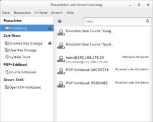 Abbildung 1: Seahorse heißt die Anwendung, die unter Gnome Ihre Passwörter speichert und verwaltet.