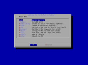 Abbildung 1: Nicht schön, aber funktional: die Installationsroutine von NuTyX.