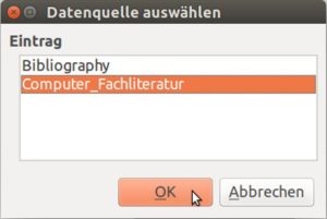 Abbildung 10: Im Dialogfeld "Datenquelle auswählen" geben Sie an, welche Datenbank Sie nutzen möchten.