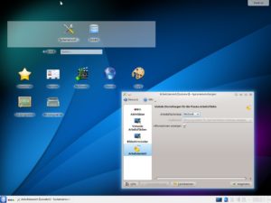 Abbildung 10: Weder der Arbeitsflächentyp "Netbook" (hier unter KDE 4) noch der für kleine Schirme gedachte vollflächige Anwendungsstarter (links) sind im Moment unter Plasma 5 verfügbar.