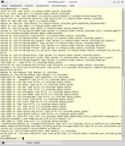 Abbildung 10: Die Root-Partition (hier: "/dev/sdb5") taucht bei OpenSuse mehrfach in der Mount-Tabelle auf – das liegt am Btrfs-Dateisystem.