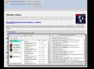 Abbildung 13: Im Vergleich zu den "dynamischen Lesezeichen" in Firefox (im Hintergrund zu sehen) steigert Gpodder mit seinem Download-Manager den Komfort erheblich.