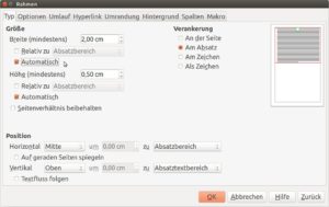 Abbildung 14: Einen passgenauen Rahmen um eine Tabelle erhalten Sie, wenn Sie die Größeneinstellungen auf "Automatisch" stellen.