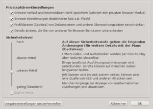 Abbildung 2: Per Schieberegler stellen Sie komfortabel die gewünschte Sicherheitsstufe ein.