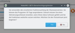 Abbildung 2: Beim ersten Start müssen Sie der Testnutzung (30 Tage) zustimmen.