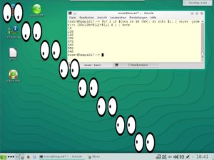 Abbildung 2: Das Spaßprogramm "xeyes" versteht die Option "-geometry", um die anfängliche Position der Augen festzulegen.