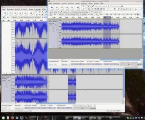Abbildung 3: Bei der Arbeit mit mehreren geöffneten Instanzen hilft es ungemein, dass sich die Oberfläche von Audacity trotz ihrer vielen Funktionen sehr klein einstellen lässt.