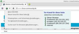 Abbildung 3: In der aktuellen Version zeigt der Tor-Browser die Route, über die er die aktuell geladene Webseite lädt.