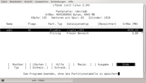 Abbildung 3: Partitionierungssoftware zeigt das verschlüsselte Laufwerk korrekt an.