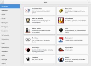 Abbildung 6: Wie auch die meisten anderen großen Distributionen bietet Fedora so viele Spiele an, dass sie das Software-Center der Übersicht halber noch einmal in Kategorien einteilt.