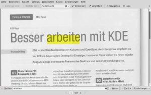 Abbildung 6: Das Besondere an den von Gscan2pdf erzeugten PDF-Dateien ist der unsichtbar über dem Bild liegende Text für die Suchfunktion des PDF-Readers.