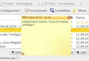 Abbildung 7: Kleine gelbe Zettel heften Sie mit der Erweiterung XNote an Ihre Mails an.