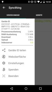 Abbildung 7: Syncthing für Android sollten Sie aufgrund des Leistungshungers nur bei Bedarf starten.
