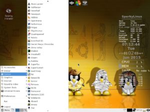 Abbildung 7: Die Distribution SparkyLinux richtet sich in der "Game-Over"-Edition an Spieler. Der Steam-Client lässt sich fix über das entsprechende Symbol am oberen Rand aktivieren.
