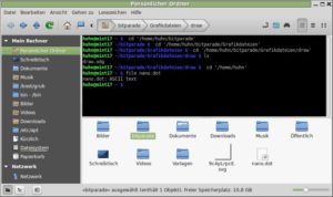 Abbildung 9: Die Erweiterung "nemo-terminal" integriert ein Terminalfenster in den Dateimanager Nemo.