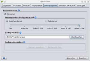 Abbildung 3: Sie sollten Cryptonify anweisen, seine Passwortdatei regelmäßig automatisch zu sichern.