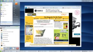 Abbildung 4: Ungewohntes Bild: Der Internet Explorer auf einem OpenSuse-Desktop. Der Nahtlos-Modus funktionierte im Test ohne Fehl und Tadel.