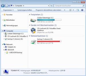Abbildung 6: Freigegebene Verzeichnisse bindet Windows ohne weiteres Zutun als Laufwerk in den Datei-Explorer ein.